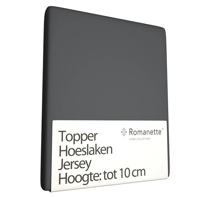 Topper Hoeslaken Romanette Antraciet Jersey Bedsupply