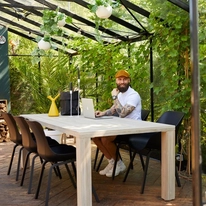 Tuinstoel Hartman Sophie Organic Element Chair Carbon Black Curry Yellow (set van 2)