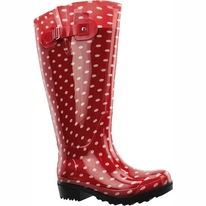 red wide calf wellies