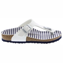 Slipper Birkenstock Kids Gizeh BF Nautical Stripes White Narrow Patent-Schoenmaat 35