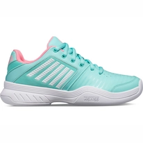 Chaussure de Tennis K Swiss Junior Court Express Carpet Aruba Blue Soft Neon Pink White