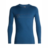 Ondershirt Icebreaker Mens 200 Oasis Deluxe Raglan LS Crewe Single Line Ski Prussian Blue