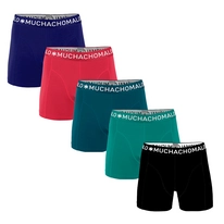 Boxershort Muchachomalo Men Light Cotton Solid Cobalt Azelea Petrol Tropical Green Black (5-Delig)
