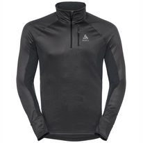 Pullover Odlo Men Midlayer 1/2 Zip Blaze Zw Ceramiwarm Black Odlo Graphite Grey Stripes Herren