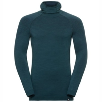 Ondershirt Odlo Men Suw Top With Facemask L /S Natural + Kinship Blue Coral Melange