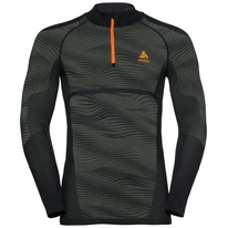 Skipullover Odlo SUW Top Turtle Neck 1/2 Zip L/S Performance Climbing Ivy Black Clown Fish Herren