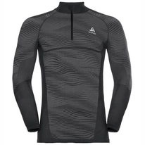 Skipullover Odlo SUW Top Turtle Neck 1/2 Zip L/S Performance Black Odlo Concrete Grey Silver Herren