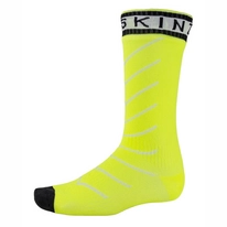 Fietssok Sealskinz Unisex Super Thin Pro Mid sock with Hydrostop Neon Yellow White Black