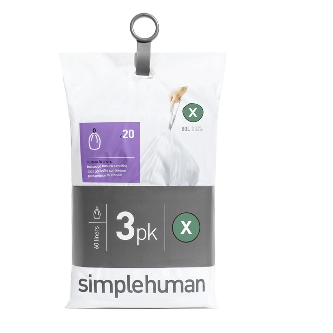 Afvalzakken simplehuman Code X Pocket Liner 80L Prullenbakkenstore