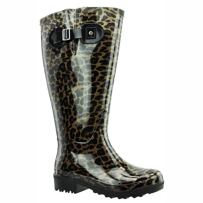 Wellies Wide Wellies Leopard Brown Calf Size XL | Widecalfbootsstore