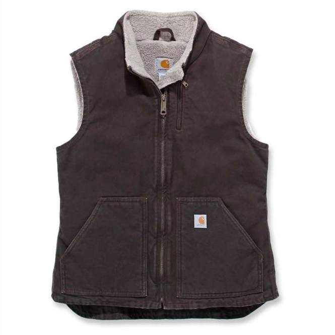Bodywarmer Carhartt Women Sandstone Mock Neck Vest Dark Brown