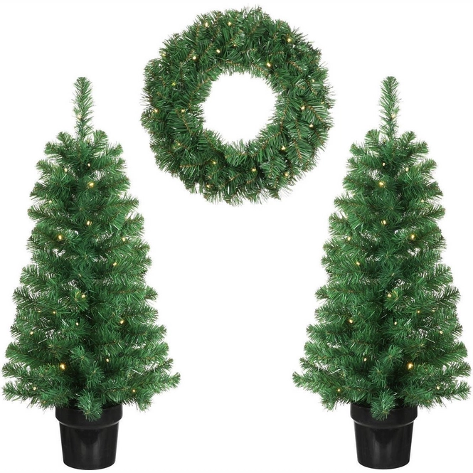 Künstlicher Weihnachtsbaum Black Box Trees Norton Set Green 90 cm LED