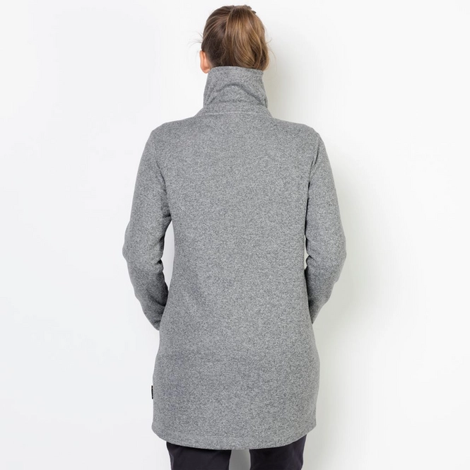 LongLine Fleece Jack Wolfskin Women Finley Long Jacket Slate Grey