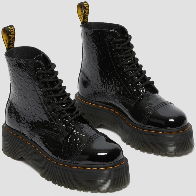 dr martens sinclair black patent lamper leopard emboss