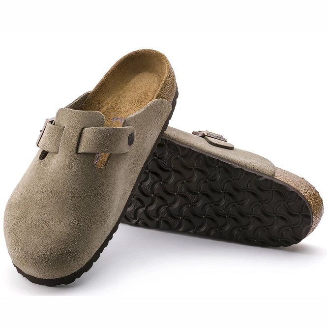 Clog Birkenstock Boston SFB Taupe Regular Suede Leather Unisex ...