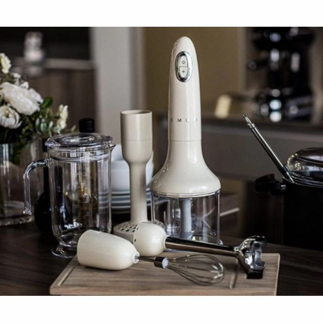 Mixeur Plongeant Smeg HBF02 50 Style Crème + Accessoires Cuisineetcocotte