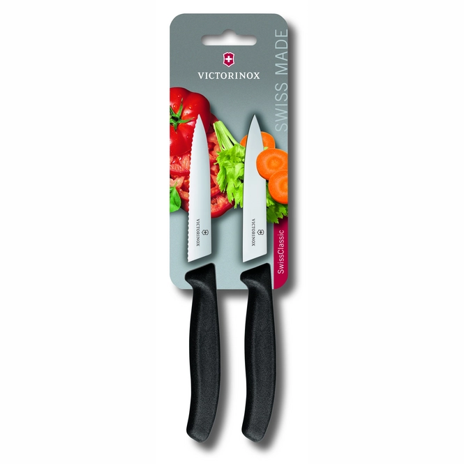 Victorinox Swiss Classic Gemüse- Und Schälmesser Set – Extra Scharf, Rostfreier Stahl, Schwarz