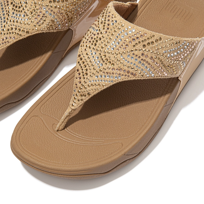 FitFlop Lulu Crystal Feather Wide Fit ToePost Sandals Blush Damen