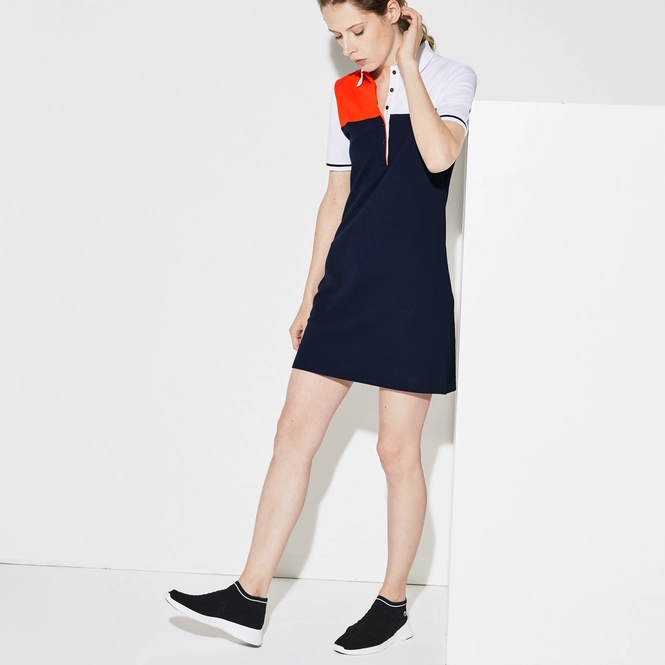 CeCe Tenniskleid Mädchen – Weiß-Blau Mit Faltenrock, Quick-Dry Polyester