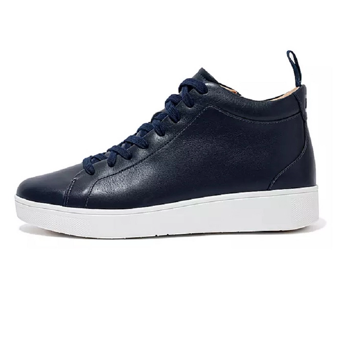 FitFlop Rally High Top Sneaker Leather Midnight Navy Damen | Fashionschuh