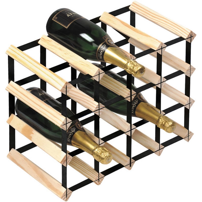 Weinregal RTA Wineracks Black Steel 16 Flessen 4x3 Natural Kochexperte