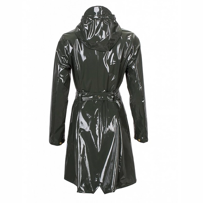 Imperméable RAINS Glossy Curve Jacket Green Bottespluie