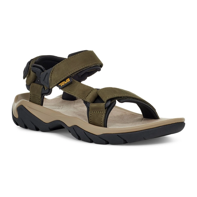 Sandals Teva Men Terra Fi 5 Universal Leather Dark Olive ...