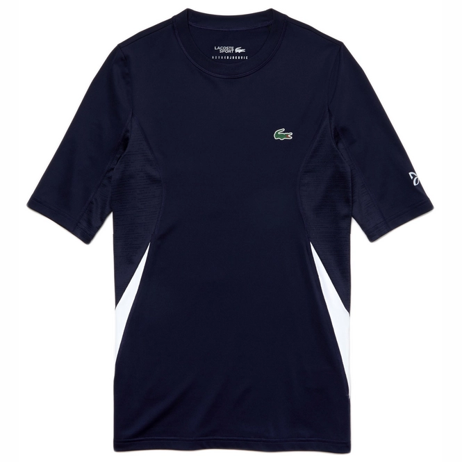 Teeshirt de tennis Lacoste Men TH3486 Novak Djokovic Crew Neck Navy