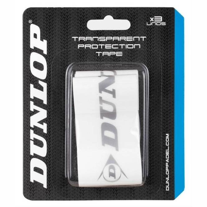 Dunlop Padel Bat Protection Tape - 3 Transparent Strips With Lettering