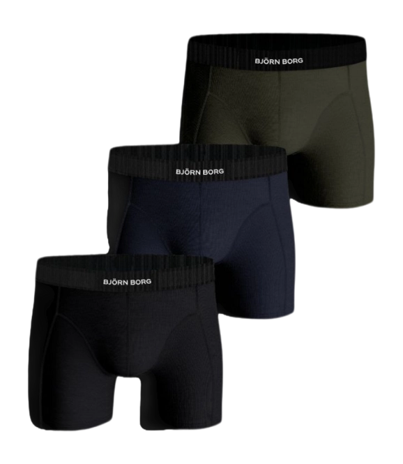 Björn Borg Lot De 3 Boxers Coton Stretch Noir Et Bleu - Sous-vêtements Homme Confortables Et Élégants