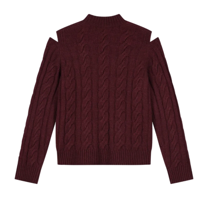 Crewneck Olaf Hussein Women Cable Knit Rum Raisin | Causeways