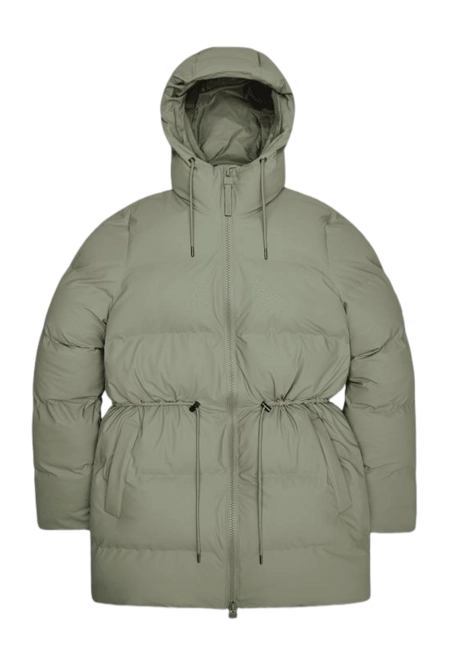 Jas RAINS Women Alta Long Puffer String Jacket Drift | Regenlaarsexpert