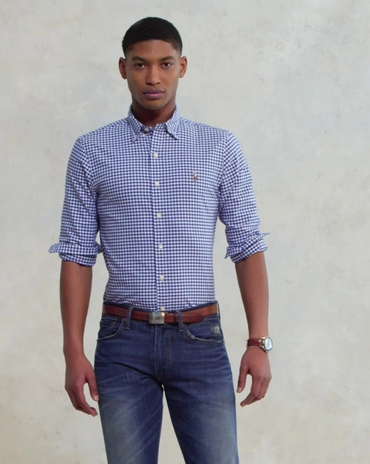 Overhemd Ralph Lauren Men Slim Fit Gingham Oxford Shirt Bsr Royal/White ...