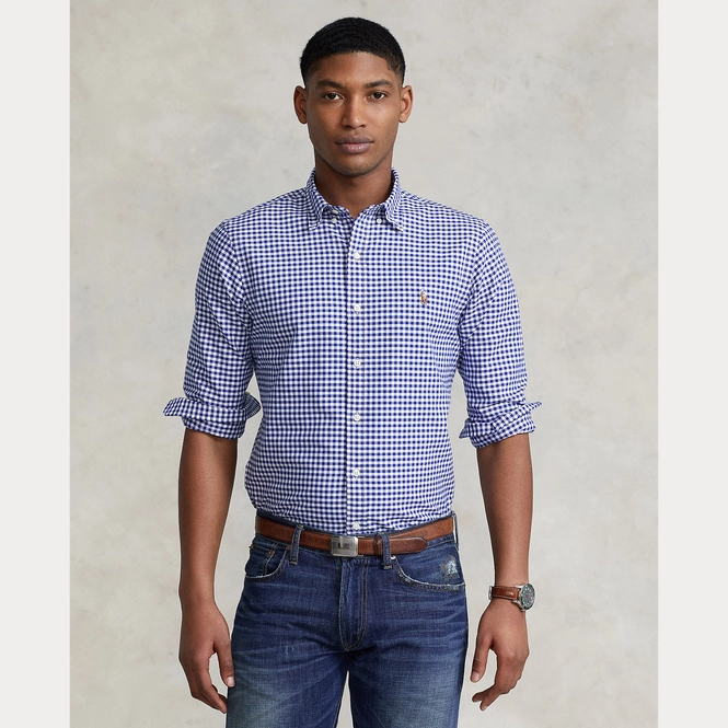 Overhemd Ralph Lauren Men Slim Fit Gingham Oxford Shirt Bsr Royal/White ...