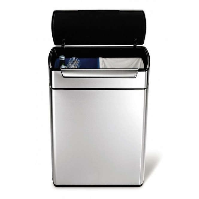Prullenbak Simplehuman Rectangular TouchBar Bin 2x24L Etrias.nl