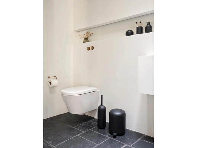 Zone Denmark Sensu Spazzola Per WC | Design Dia In Nero | Dimensioni 11,8 X 41 Cm | Set Con Contenitore | Stile Scandinavo