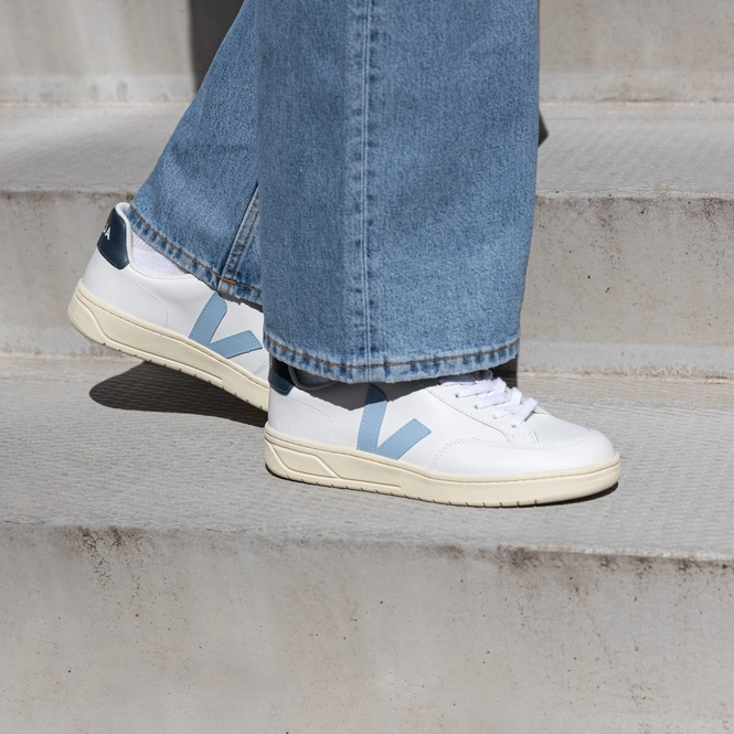 Veja V-12 Leather Extra White / Steel / Nautico | Sneaker District COM