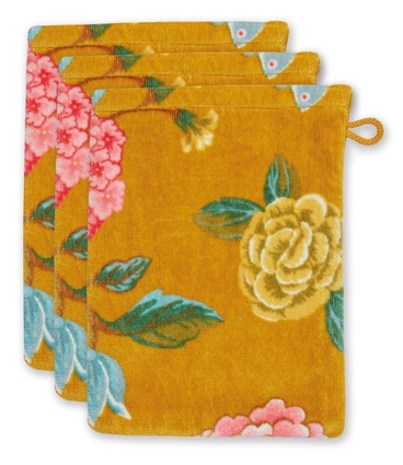 Pip Studio Good Evening Washand 16 x 22 cm - Geel - Set van 3