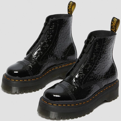 dr martens sinclair black patent lamper leopard emboss