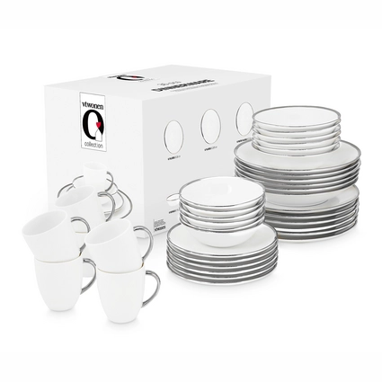 vtwonen Raw Serviesset 36-delig - Wit|zilver