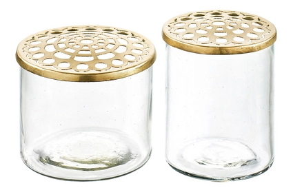 Villa Collection Elva glazen vaasjes met goud - set van 2
