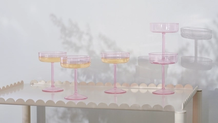 Arcs Trolley High eggshell_Tint Coupe Glass pink