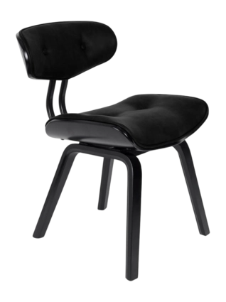 Dutchbone Blackwood Stoel - Zwart Onderstel - Zwart Kunstleer