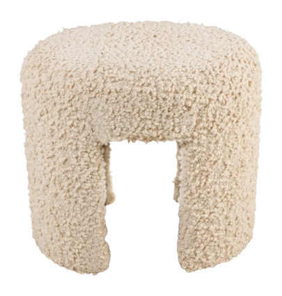 vtwonen Bouclé Halbankje - Kleine Design Bank - Wit Bankje - 50x35x45
