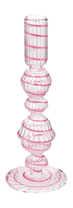 Pip Studio - Kandelaar - Woonaccessoires - Roze - Glas Swirl - 22cm