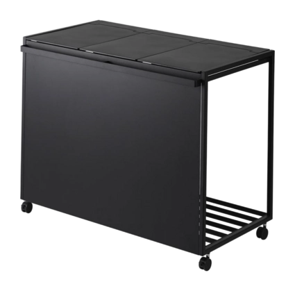 Yamazaki Afvalscheidingsprullenbak met wielen - 3 comp - Tower - Zwart