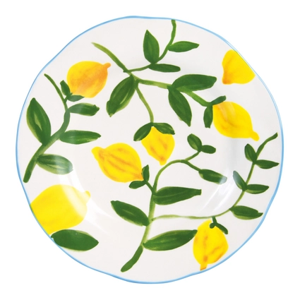 &k amsterdam Lemon Twig Bord Ø 22 cm - Set van 4 | fonQ.nl