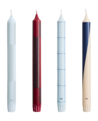HAY Pattern Kaarsen - Set van 4 - Blauw / Bordeaux