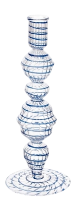 Pip Studio Kandelaar Swirl - van Glas - Donkerblauw - 22cm