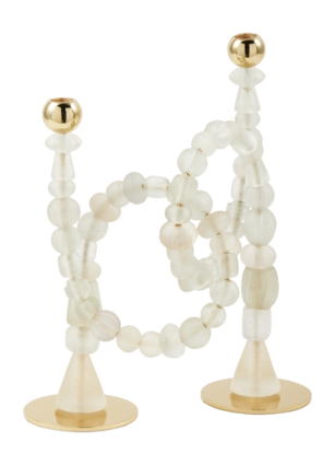 POLSPOTTEN Beads Kandelaar H 38 cm - Wit